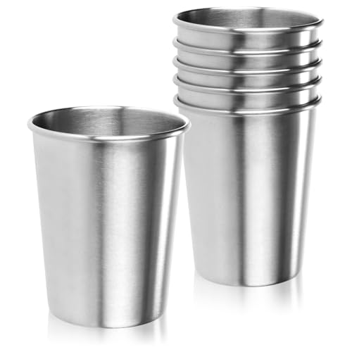 Robin Goods 6x Edelstahl-Trinkbecher - Hochwertiger Becher aus Edelstahl - Campingbecher 250 ml - Reisebecher bruchsicher und BPA-frei