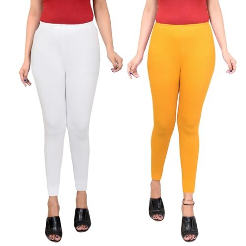 Image of Leggings for Women Ankle Length Combo Pack Black and White Cotton Stretch Comfortable Gym Yoga Pants Slim Fit Stylish Women Leggings