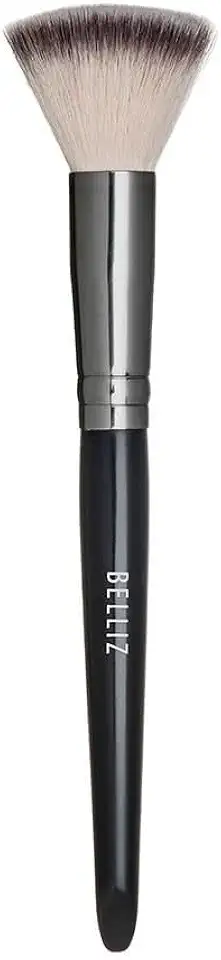 Pincel para Pó Compacto, Belliz, Preto/ Metal Prata