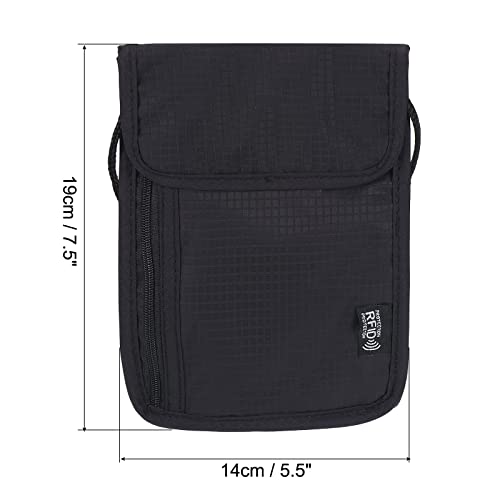 Image of PATIKIL Neck Wallet, Passport Holder Neck Pouch RFID Blocking Waterproof Neck Travel Wallet for Women & Men, Black
