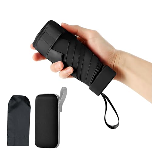 EOAMGO Mini Regenschirm ultraleicht, Regenschirm klein 15cm faltbar, Taschenschirm mit UV Schutz 50+ und windfest, kompakter Mini Schirm zum Mitnehmen