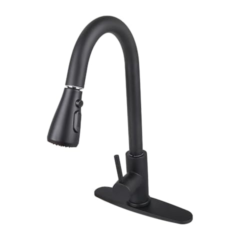 Black Kitchen Sink Faucet High Arc Single Handle Kitchen Faucet with Pull Down Sprayer,Commercial Modern rv Stainless Steel Faucet (Black) Cover