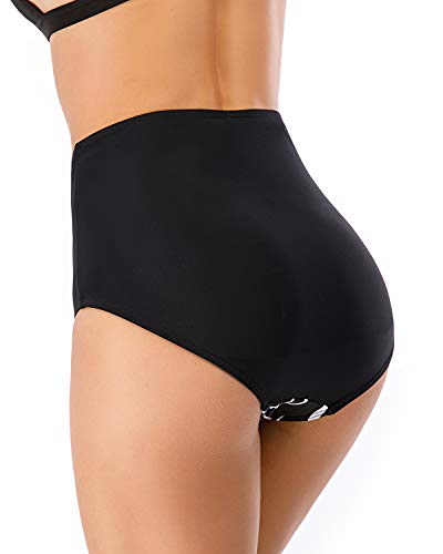 Calcinha de biquíni feminina HAIVIDO com cobertura total franzida e calcinha de biquíni, Print-1, 12