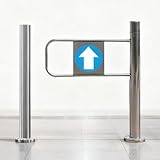 Supermarket Swing Gate Automatic Closing, Self-Closing Industrial Fence with Post Mount Metal One-Way Door for Warehouse and Malls(Silver-R,100cm/39in)