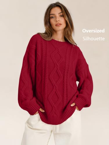 Image of Trendy Queen Women's Oversized Cable Knit Sweaters 2026 Fall Outfits | Quiet Luxury Style, Chunky Knit Texture, Winter Holiday Outfit, Easy Layering Piece, Fall Fashion Staple