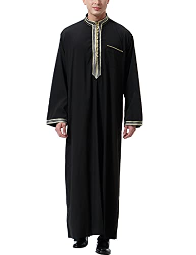 Muslim Thobe for Men Islamic Clothing Moroccan Jalabiya for Men Eid Dubai Robes