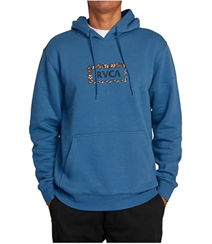 RVCA Mens Regular Fit Hoodie - Food Chain Hoodie (Cool Blue, Medium)