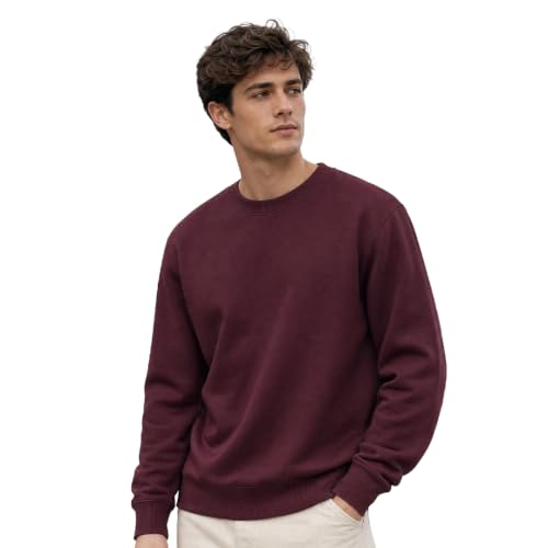 Image of Nobero Sweatshirts for Man Stylish | 280 GSM Rich Cotton Fleece Solid Regular Fit Full Sleeve Sweatshirt for Men | Stylish Casual Wear Winter Crew Neck Sweatshirt for Men