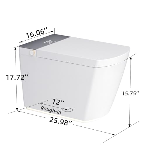 KEIKI Bidet Smart Toilet con tapa de apertura/cierre automática, altura cómoda, bidet integrado con agua tibia instantánea y secador, escudo de espuma, descarga automática, luz nocturna, control remoto y pedal miniatura 2