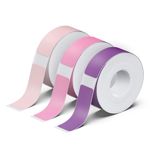 POLONO Genuine P31S Label Maker Tape, Adapted Print Paper, Self-Adhesive Refill for Home/Office, 14x40mm(0.55"x1.57"), Compatible with P31S Label Maker, 540 Labels/3 Roll, Purple/Rose/Pink