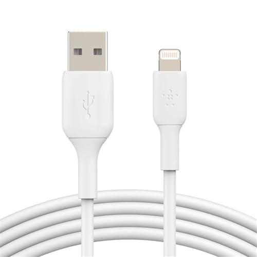 Belkin Câble Lightning (Câble Boost Charge Lightning vers USB pour iPhone, iPad, AirPods ; câble de recharge certifié MFi pour iPhone ; Blanc, 2 m)