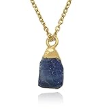 Blue Sapphire Necklace for Women, Premium Gold Raw Stone Necklaces - Tarnish Free 18K Gold Vermeil Certified S925 Classic Statement Necklace Gold Jewelry for Women - Mothers Day Gifts for Mom Wife