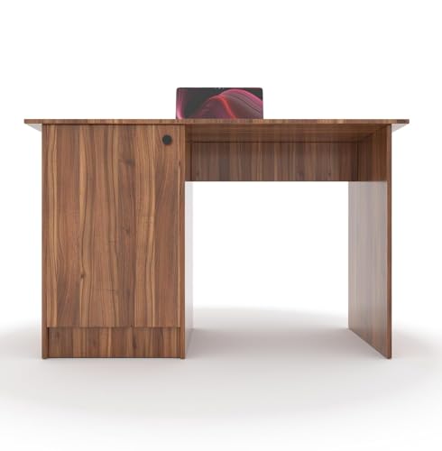 Image of 55 * 120 * 75 CM Engineered Wood Office Desk with Closed Cabinet & Storage Shelves for Storing Books, Stationery | Tabloft Executive Table for Office | 1 Year Warranty- Lyon Walnut