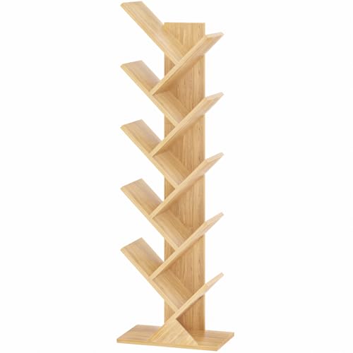 SHEEPAM 10 Tier Tree Book Shelf, Floor Standing Wood