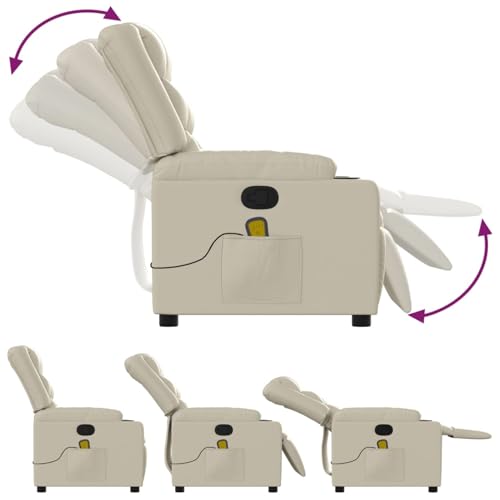 Gecheer Massagesessel mit Relaxfunktion, Kunstleder, Creme, Sessel Wohnzimmer Fernsehsessel Liegesessel für Entspannung Homeoffice Leseecke3206880 – Bild 6
