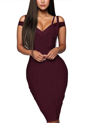 Image of Hybrid & Company Women's Elegant Bandage Dress | Stretch fabric, flattering bodycon fit, elegant silhouette, suitable for cocktail parties, events, and special occasions