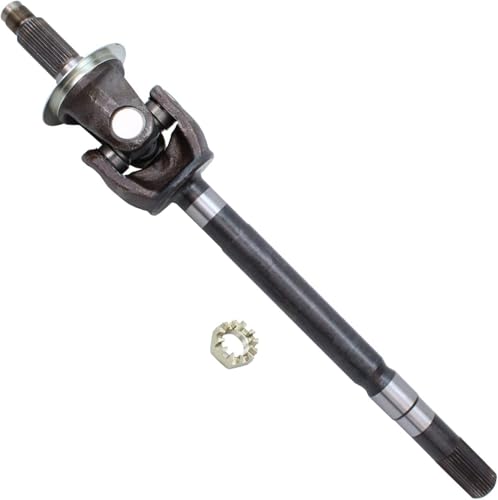 Image of Detroit Axle - Front U-Joint Axles for 2003 2004 2005 2006 2007 2008 Dodge Ram 2500 3500, Axle with U-Joint Assembly Replacement [9.25 inch 33 Spline Through Wheel with 1485 U-Joint]