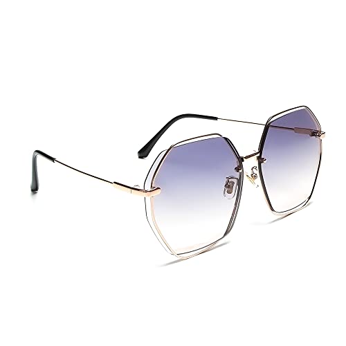 isheep Hexagonal Gold Metal Sunglasses for Women & Men, Retro Vintage Style with HD Nylon Lenses, 100% UV400 Protection, Impact Resistant, Fashion Eyewear