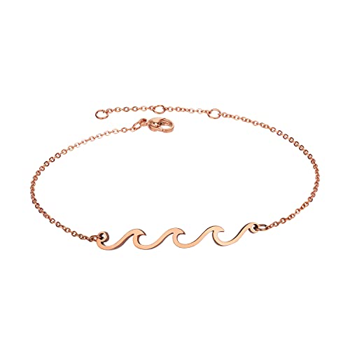 Image of Lauren-Spencer Wave Anklet for Women Gold Silver Plated Beach Ankle Bracelets Ocean Wave Boho Anklets Adjustable Summer Foot Jewelry for Women Birthday Gifts