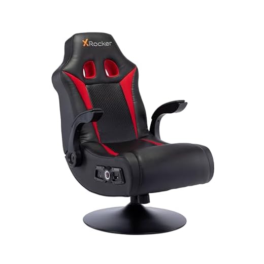 X Rocker, 5125401, Vibe 2.1 Bluetooth Pedestal Gaming Chair, 33.2 x 24 x 39.7, Black/Red