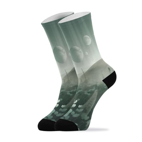 CZXW 1 Pair Landscape Wildfloral Meadow Moon Crew Socks Breathable Compression Athletic Socks for Women Men Sport Running Cycling