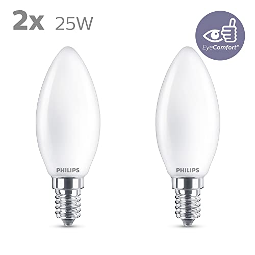 Philips LED Premium Classic B35 Frosted Light Bulb 2 Pack [E14 Small Edison Screw] 25W, Warm White 2700K, Non Dimmable - Image 3