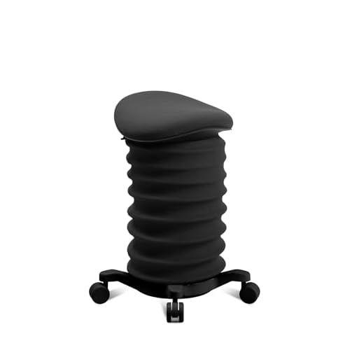 TOPSTAR Sitness 4D mit Rollen - AGR-Zertifiziert Dynamischer Sitzhocker schwarz - schwarz Stoff HI0, ergonomischer Bürohocker - höhenverstellbar - stärkt den Rücken - entlastet die Bandscheiben