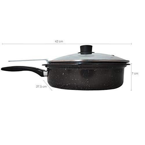 Esmaltados Silva, 1738, Frigideira com Tampa e Cesto Fritadeira 27.5 cm Aço Esmaltado, cor Preto, Pl
