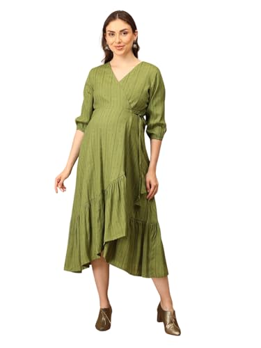 Image of The Mom Store Maternity and Nursing Wrap Dress for New Mom | Pre and Post Pregnancy Wear for Womens | Trendy Stylish Printed Friendly Dresses for Women | Comfortable