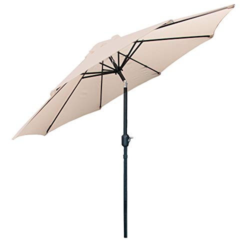 Jardimex Sombrilla Plegable 2.7 metros Acero Reforzada Base Exterior Colores Inclinación Manivela Jardín Ajustable...