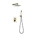Produktbild Gebürstet Gold Duscharmatur Messing Badewanne Bad Wasserhahn Gold Unterputz Duscharm Mixer Set Duschsystem Regendusche Unterputz 8-10 Zoll Duschkopf Und Duschschlauch 1,5m,10Inch