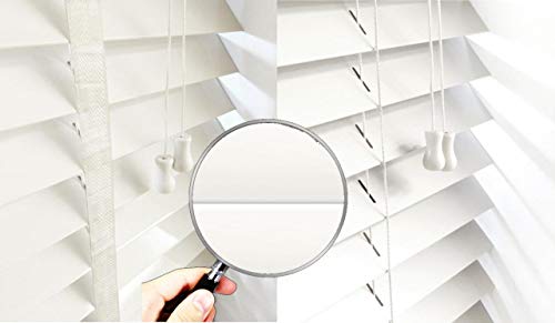 Estores Baratos Persiana Veneciana de Madera Maciza Premium (40cm hasta 240cm de Ancho). Color Blanco. Medida 160cm x 160cm para Ventanas y Puertas Cover
