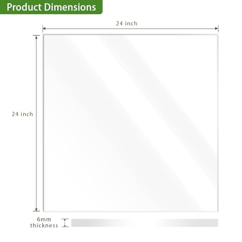 Image of Lesnlok 24 x 24 Frosted Acrylic Sheet 1 /4 inch Thick 6mm 1 Piece Bouble Sided Frosted Plexiglass Sheet,Transmittance 86%, for Decoration (1, Frosted Transparent, 24 x 24 x 1 /4)
