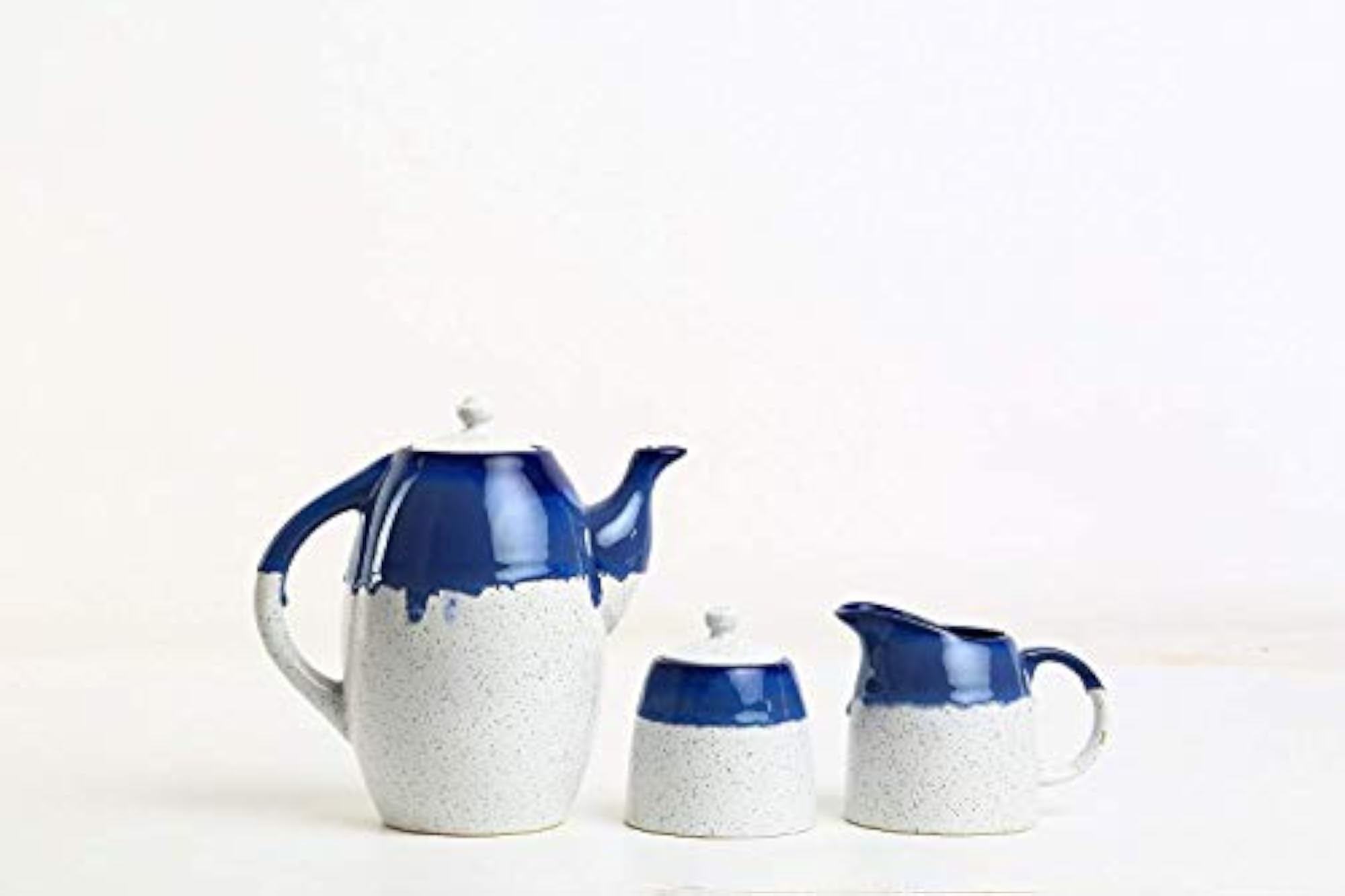 Ceramic Handmade Blue & White Studio Tea Set, 15 pcs