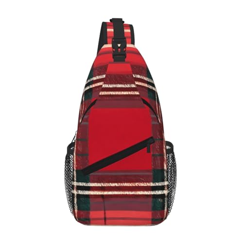 NBAGHPQ Mochila cruzada de hombro con estampado rojo y negro a cuadros para hombres y mujeres, para viajes, uso diario, moda