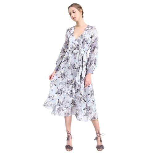 Robe cache-coeur midi imprimée pour femme au motif floral élégant