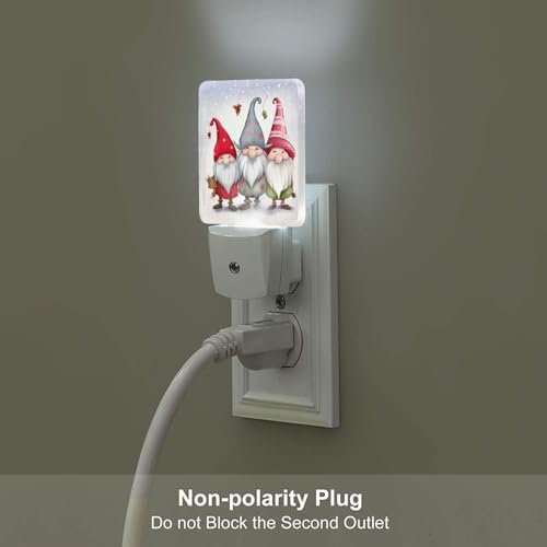 Image of Gnomes Christmas LED Plug-in Night Light 2-Pack, Auto Sensor Retro Postcard Nightlights Set of 2 for Bedroom Bathroom Hallway