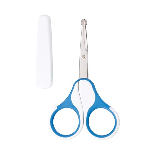 babynova Tijeras para Bebé con Tapa Protectora – Tijeras de Uñas de Acero Inoxidable con Puntas Redondeadas para un Corte Seguro de Uñas de Bebé – Mangos Antideslizantes – Sin BPA – Azul