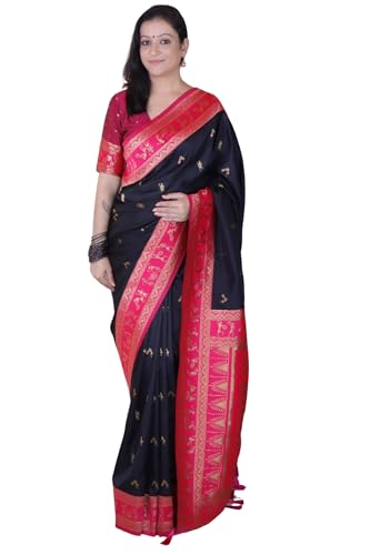 Image of SGF11 Women's Kanjivaram Pure Soft Silk Saree With Unstitched Blouse Piece