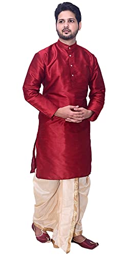Image of Om Shubh Mangalam Men's Dupion Silk Fancy Dhoti Kurta Set