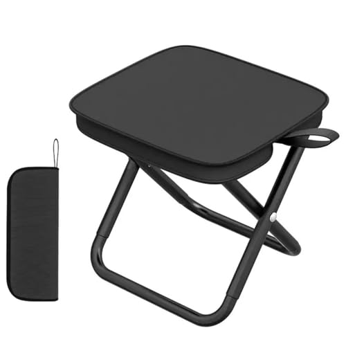 KYKUSS Portable Folding Stool, Small Portable Stool for Adults, Fishing Hiking Gardening and Beach with Carry Bag, Hold Up to 265 LBS (Black)