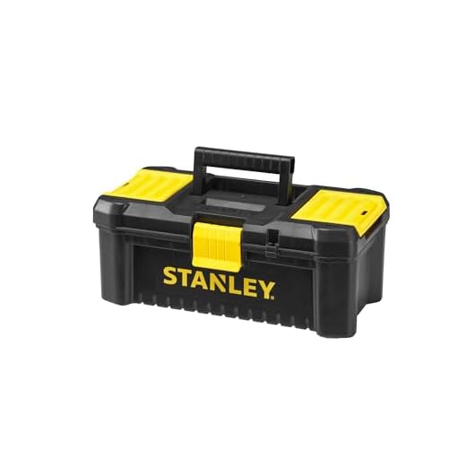 Stanley Werkzeugbox / Werkzeugkoffer (12.5", 32x18.8x13.2cm Werkzeugkiste mit Kunststoffschließen für Werkzeuge und Zubehör, zwei Organizer im Deckel für Kleinteile, Box mit entnehmbarer Trage) STST1-75514