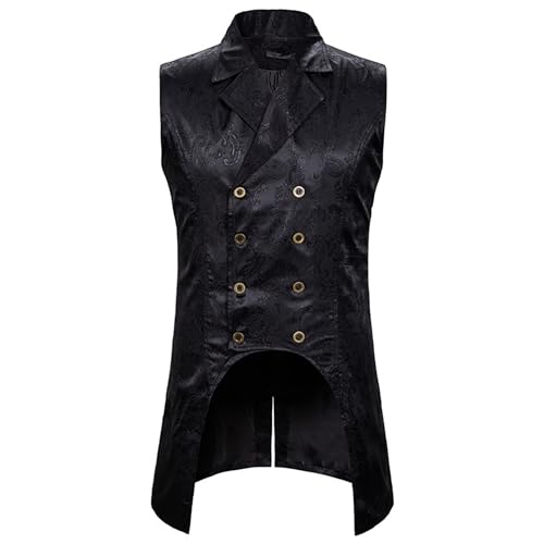 Mens Victorian Suit Vest Steampunk Gothic Sleeveless Tailcoat Paisley Dress Floral Vest Waistcoat2