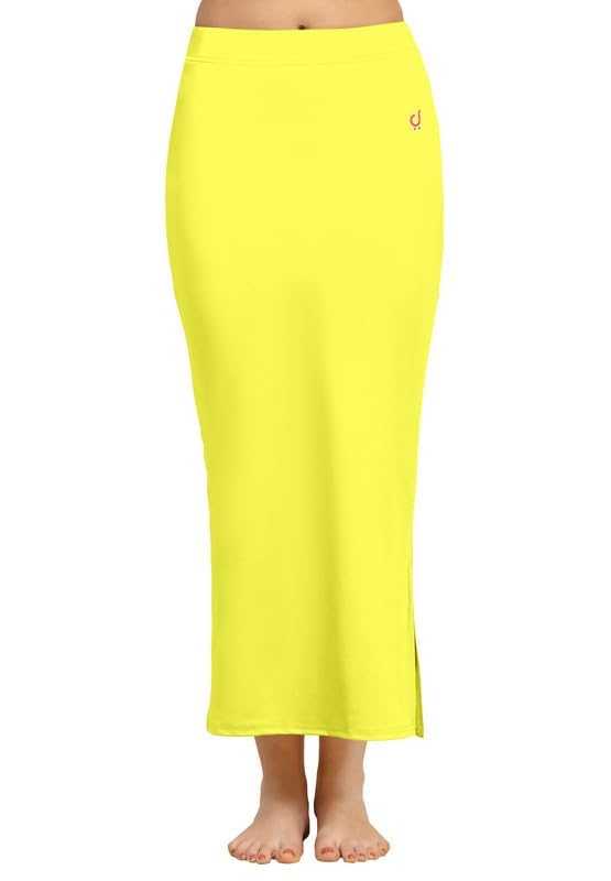 Image of TRENDMALLS Women's Polyester Spandex Stretchable Straight Saree Shapewear Petticoat for Women, Cotton Blended, Skirts for Women, Saree Shaper Yellow