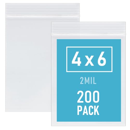 4 x 6 Inch 200Pcs Small Plastic Bags 2 Mil Small Zip Bag Transparent Jewelry Bags Reclosable Clear Mini Baggies Resealable Lock Poly Bag for Pill Beads Screws Packaging
