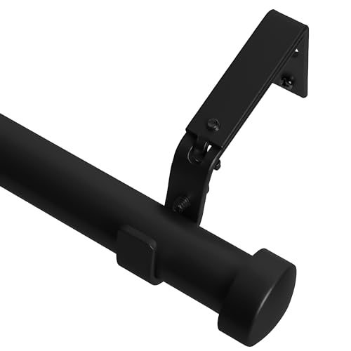 Meriville 1-Inch Diameter End Cap Single Window Treatment Curtain Rod, 48-Inch to 84-Inch, Black