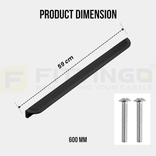 Image of VEZEL Aluminium Cabinet Handle /Wardrobe Handle - Modern Cabinet Pull Handles for Wardrobe, Drawer & Cabinets Furniture, Silk Black, 600mm - Pack of 1-| 3 Years Warranty |