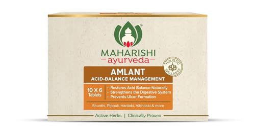 Maharishi Ayurveda Amlant For Acidity Heartburn Gas & Bloating Strengthens Digestive System Helps in reducing Acidity Recurrence Quick Relief from Acidity Clinically Proven Enriched with Haritaki and other 14 other potent Herbs (60 X 2) 60 Tablets Pack of 2