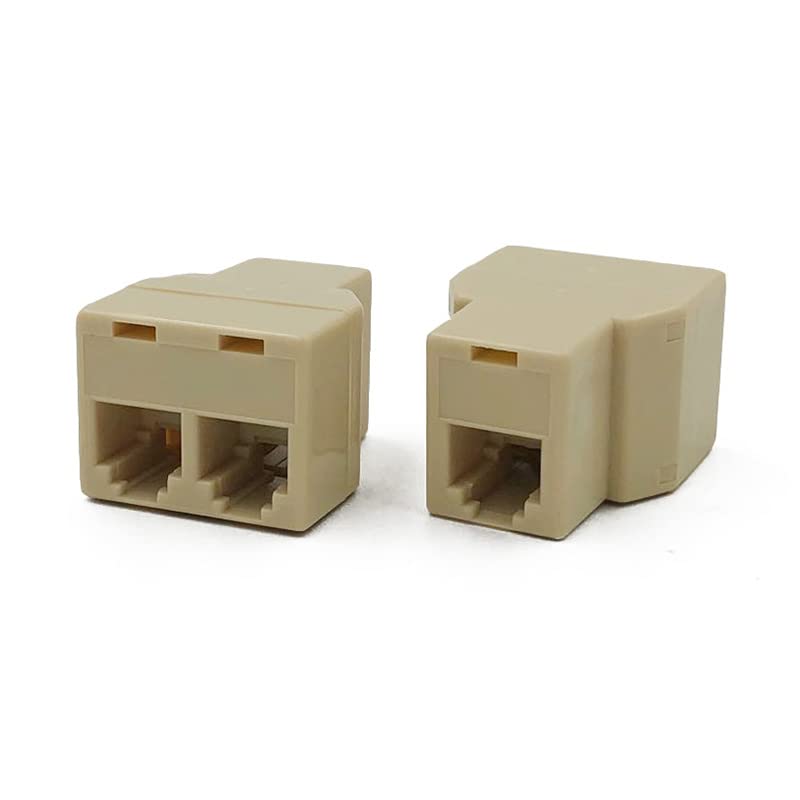 Adaptador de línea telefónica y divisor RJ12 conector modular 1 hembra a 2 hembra, cable extensor de cable de teléfono, funciona para máquina de fax, VDSL-10 unidades/paquete