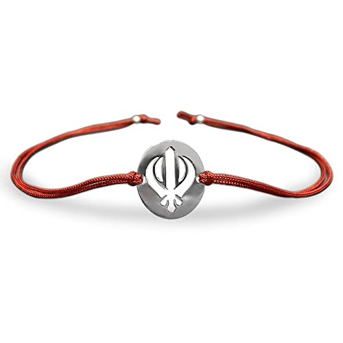 Image of Parnika 925 Silver Rakhi in Cotton Thread Silver Rakhi Bracelet For Brother in Pure 92.5 Sterling Silver for Boys and Men | Chandi ki Rakhi | With Roli Chawal (Khanda)